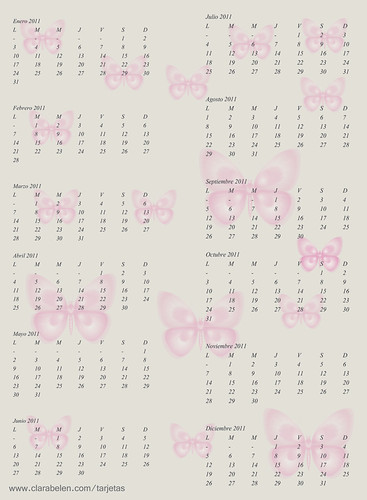 calendario almanaque anual mariposa 2011