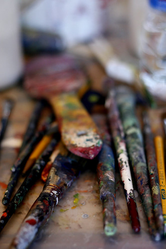 her paint brushes