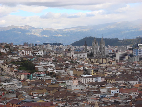 Quito - City, with View of Basílica del Voto Nacional, Seen from Yaku Museo del Agua