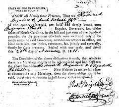 Bigelow-Pattillo Marriage Bond (1811)