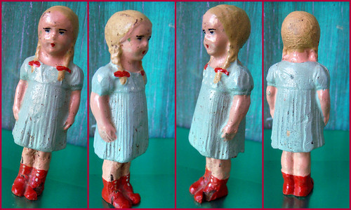 Collage of Vintage Miniature Girl Figure 