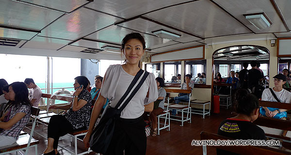 Another picture of Rachel in the ferry