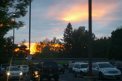 Sunset over the mall parking lot