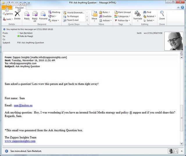 Zappos internal mails invite to wow customers