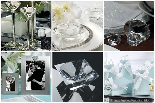 diamond centerpieces Diamond candle holders glam crystals and photo frames