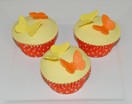 yellow and orange butterfly cupcakes