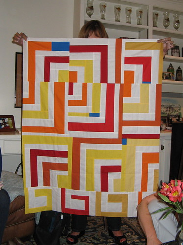 Adele's liberated quarter log cabin quilt