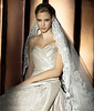 Luxury silk and embroidered strapless wedding dress