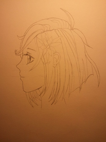 Manga Girl Profile - Step 3 - Final Pencil (HB)
