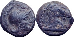 17/1d #10221-58 didrachm-litra coinage, Minerva Horsehead on tablet Litra, scarcer type with obverse and reverse facing right
