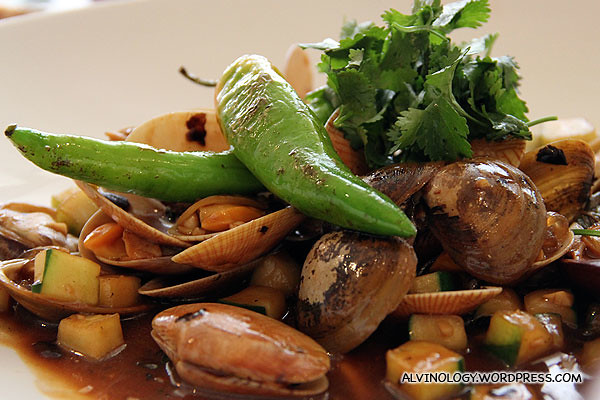 Clams served with chilli and vegetable