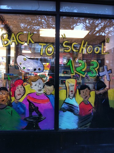 multi-cultural back-to-school sign on Brooklyn grocery store