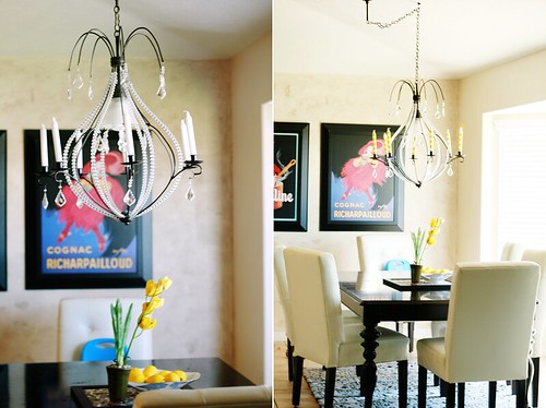 interior design, home decor, yellow, chandelier, crystals, fabulous via  lacidavisphotography