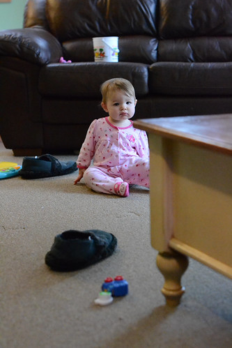 Ella sitting by the couch - Nikon D3100 @ ISO 6400