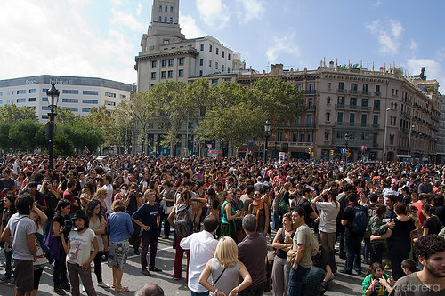 Concentració per la vaga general a la plaça de Catalunya