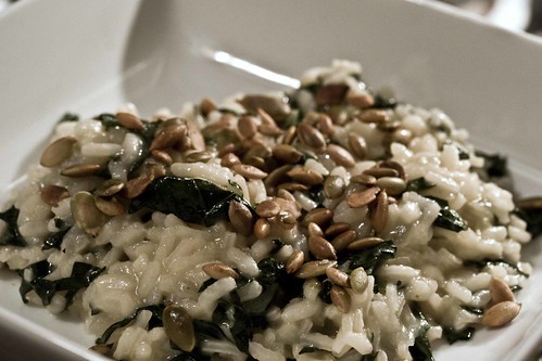 kale and pumpkin seed risotto
