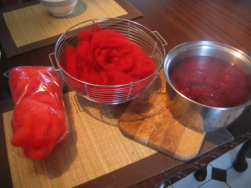 red dyed roving