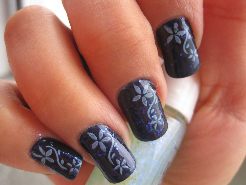 Blazes of blue nail art
