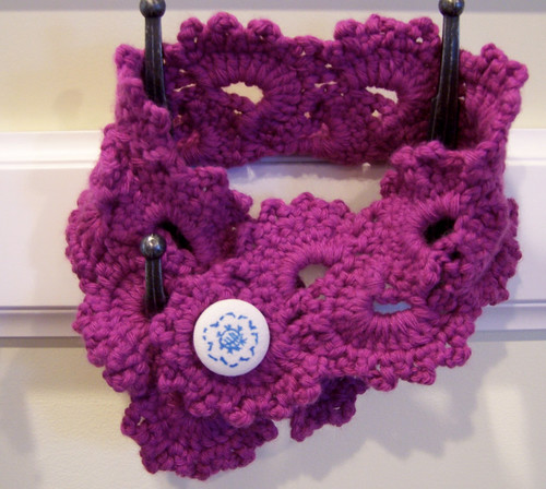 Crocheted Purple Short Scarf