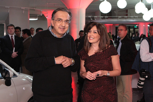 Chrysler Group LLC CEO Sergio Marchionne left and Laura Soave 