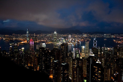 Hong Kong night skyline from the peak