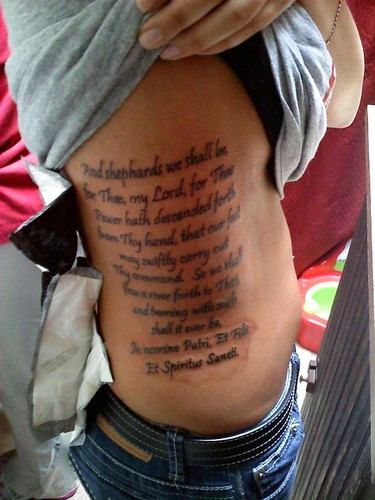 This is Ashley's best friend's tattoo The Family Prayer