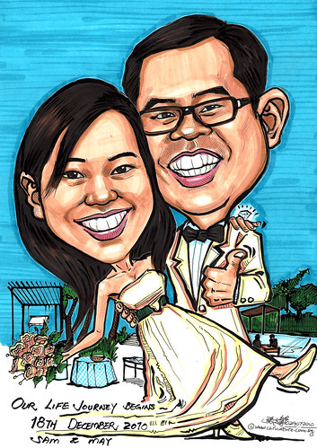 Wedding couple caricatures @ Changi Village Hotel A4