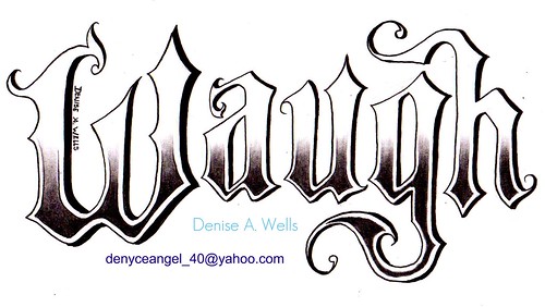 Old English Tattoo Design by Denise A. Wells. Showing a range of Lettering 