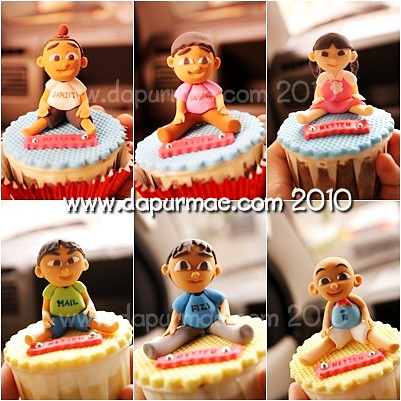 Upin Ipin Cupcakes w/ 3D Figures