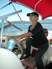 Aunt G driving the boat