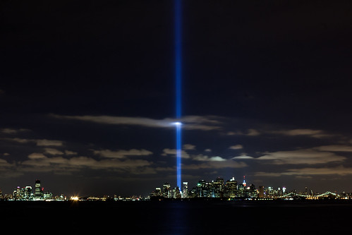 World Trade Center lights NYC sky on 9th by NYCMarines, on Flickr