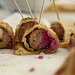 Grilled Church Hill Farm Lamb Sausage with pickled cabbage wrapped in a Middle Eastern Flatbread