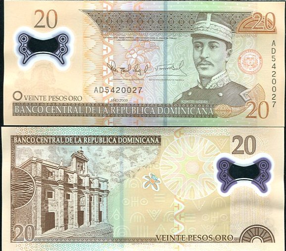 20 Pesos Oro Dominikánska Republika 2009-10, polymer