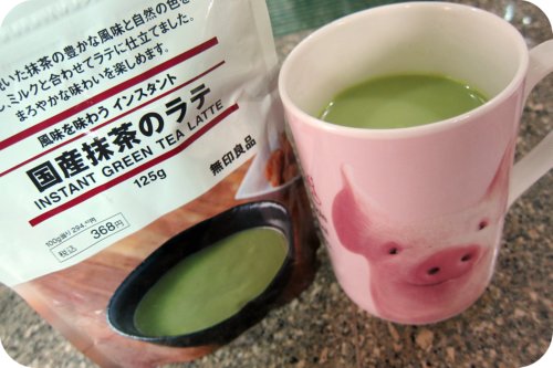 Instant green tea latte from Muji