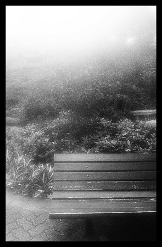 HK Park Bench - Black &amp; White Effect plus my lens was still foggy lol