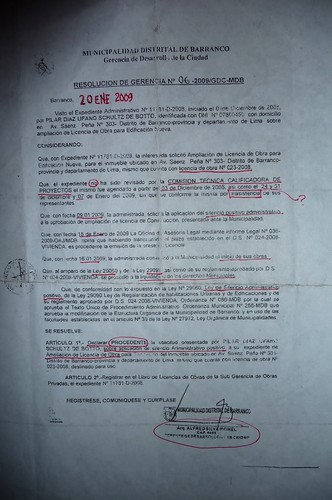 Carta de la Municipalidad de Barranco