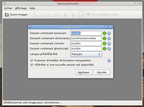 Configuration de gImageReader 0.6