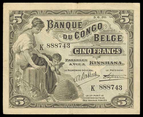 Banque du Congo-Belge, 5 francs