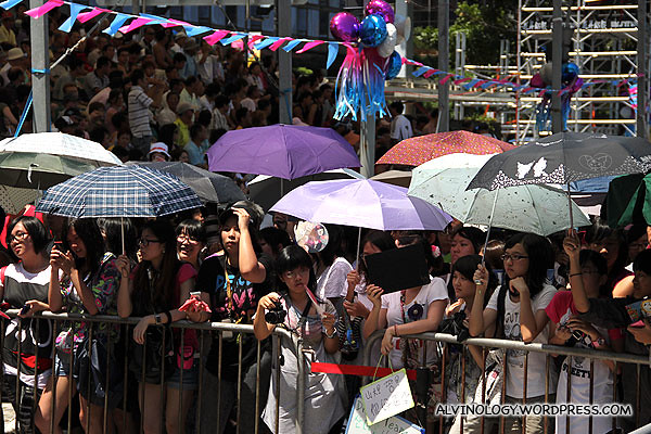 Lots of teenage girls were gathered for the Korean stars