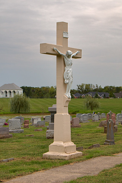 Saint Joseph Roman Catholic Church, in Josephville, Missouri, USA - crucifix in cemetery