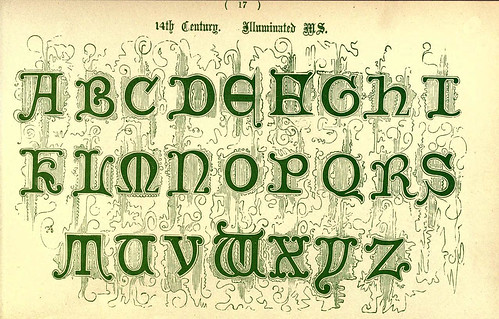 015- Siglo XIV de un manuscrito iluminado- The book of ornamental alphabets, ancient and mediaeval..1914-F. Delamotte
