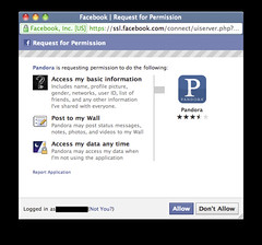 Facebook Connect with Pandora
