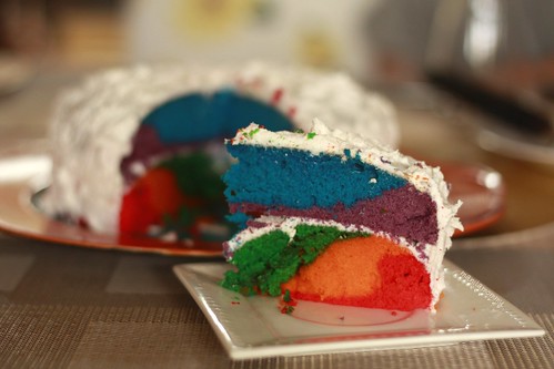rainbow cake slice