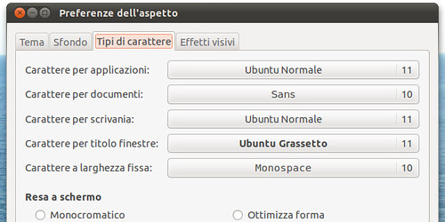 Figura 3 - Ubuntu font family come caratteri dei menù di sistema di Ubuntu.