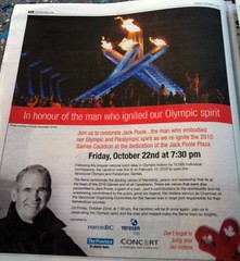 In the Province today: Jack Poole Plaza dedicated w/cauldron lighting Oct22 7:30pm, bring your mitts
