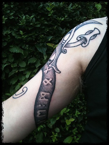 My new Viking dot style dragon tattoo by Colin Dale 1