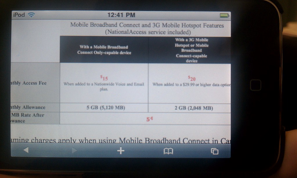 Verizon 3G screen