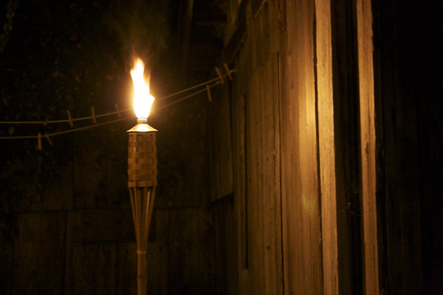 tiki lantern and barn door
