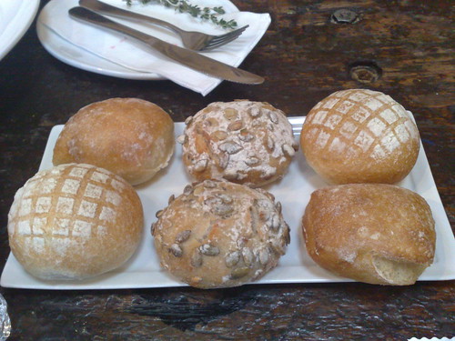 assortment of bread, served with the mushroom, avocado and truffle 'carpaccio'