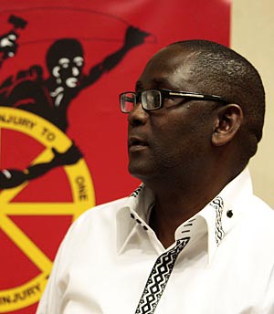 The great debate Cosatu general secretary Zwelinzima Vavi is seen during the release of its economic policy document at the University of Johannesburg on Tuesday. Cosatu proposed that nationalisation be looked at in the context of its strategic role. by Pan-African News Wire File Photos